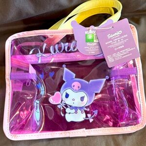 Sanrio Kuromi Pink PVC Tote w/Yellow Handles NWT